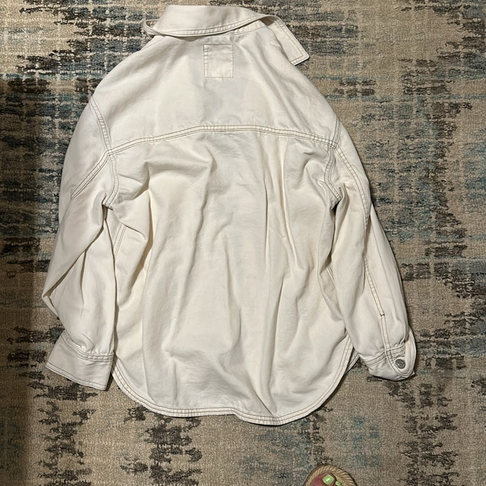 Aerie White Denim Jacket Medium