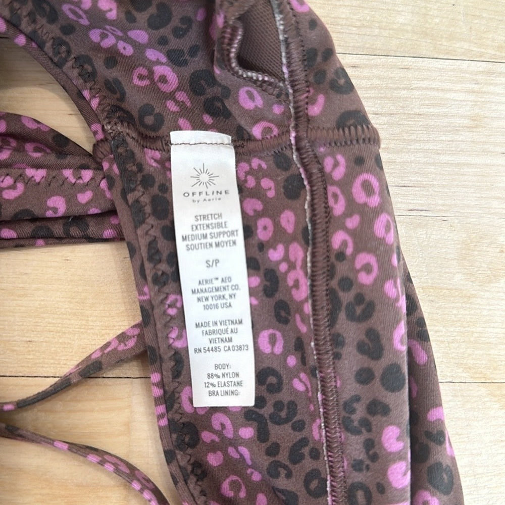 Aerie Offline Sports Bra Size Small in Stretchy Strappy Print