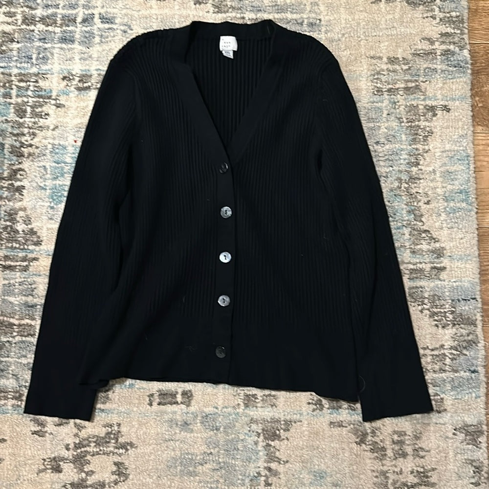 A New Day Ribbed Black Cardigan size XXL