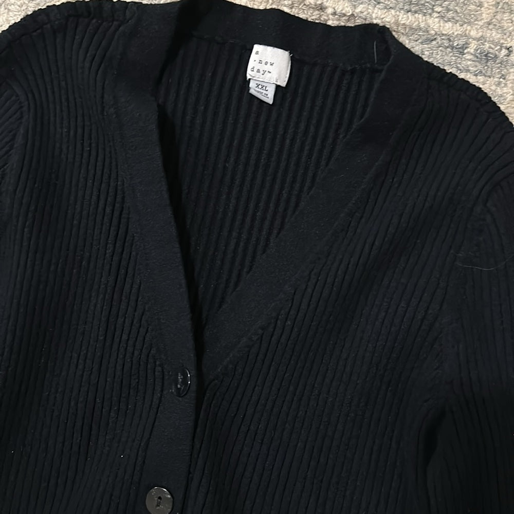 A New Day Ribbed Black Cardigan size XXL