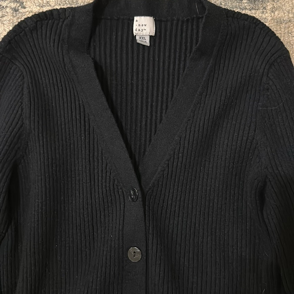 A New Day Ribbed Black Cardigan size XXL