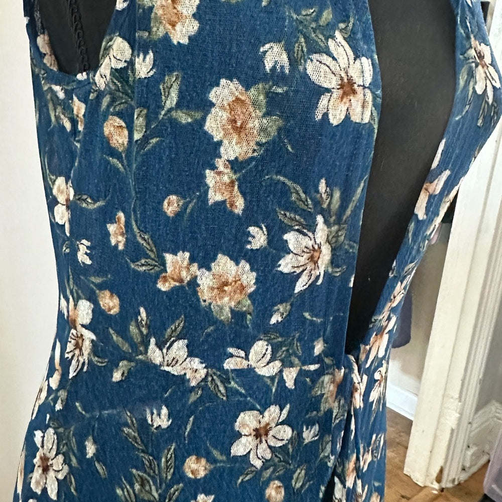 Reformation navy women’s boho floral tie waist kimono dress size small