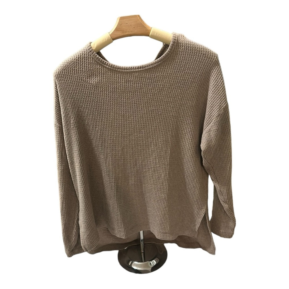 Aerie Cozy Up Waffle Crew Neck Oversized Sweater Size Medium