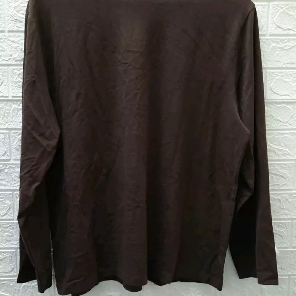 Skime Lounge Jersey Long Sleeve Tee in Cocoa Size Medium