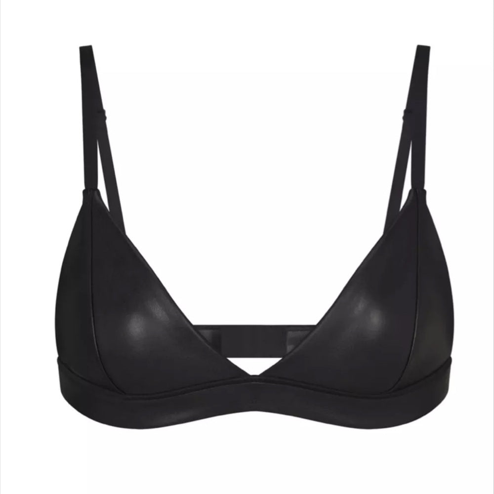 Skims Faux Leather Triangle Bra size 2X fits like XL in black or onyx