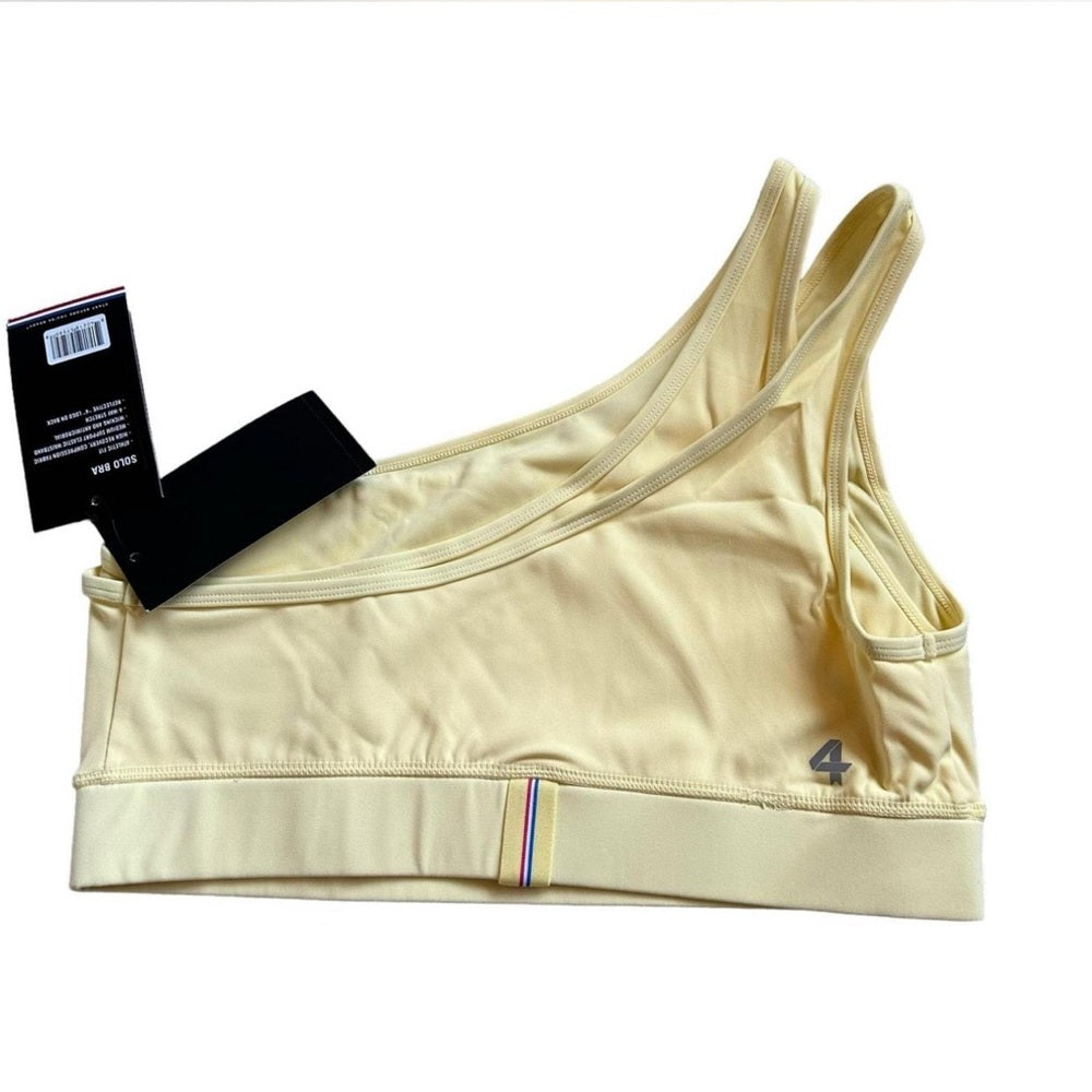 Women’s yellow one shoulder Athletic or Yoga sports bra size small 4 Laps