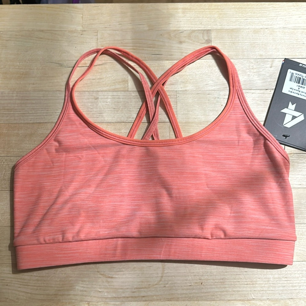 Women’s Blush Colored Barley there Strappy comfort Sports Bra small by 4 Laps